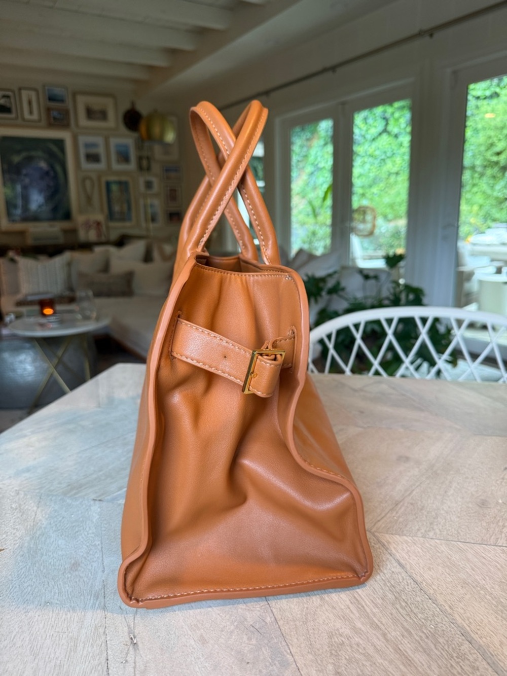 Leather Handbag in Camel / Tan NWOT - Picture 4 of 11